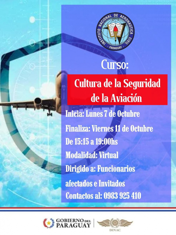 Convocatoria al Curso &quot;Cultura de la Seguridad de la Aviación&quot;