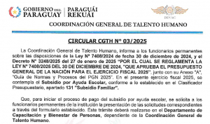 Subsidio por Ayuda Escolar para Funcionarios de la DINAC